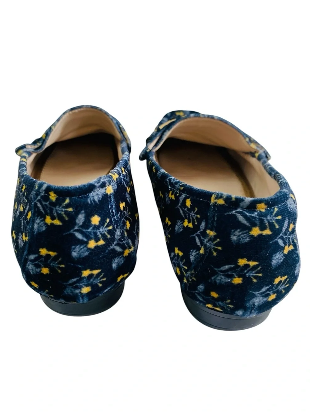 CAbi Carnaby Velvet Navy Floral Loafers Size 9
